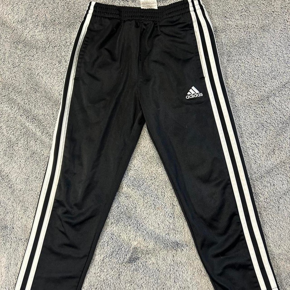 Adidas Black 3-Stripes Track Pants Kids Size 5